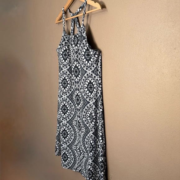 prAna Cali Dress Black & White Kaleidoscope Geometric Print Size XL Racerback - Picture 3 of 16